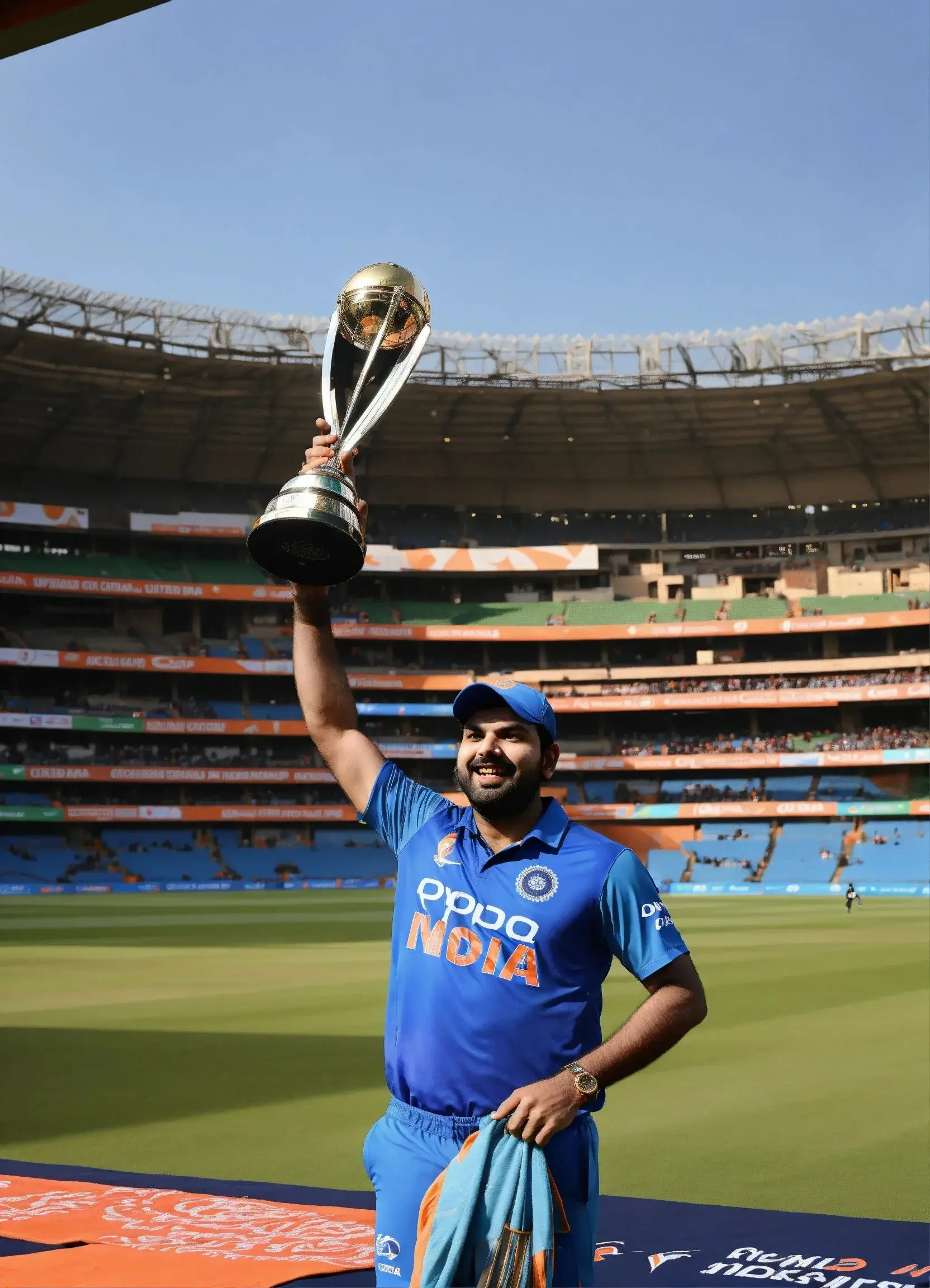 rohit sharma holding cup